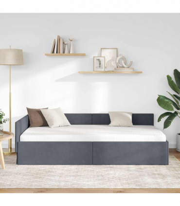 vidaXL Corner Bed Frame Other with Headboard Dark grey 80 x 200 cm