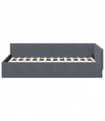 vidaXL Corner Bed Frame Other with Headboard Dark grey 80 x 200 cm