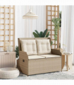 vidaXL Garden Bench with Cushion Beige Poly rattan