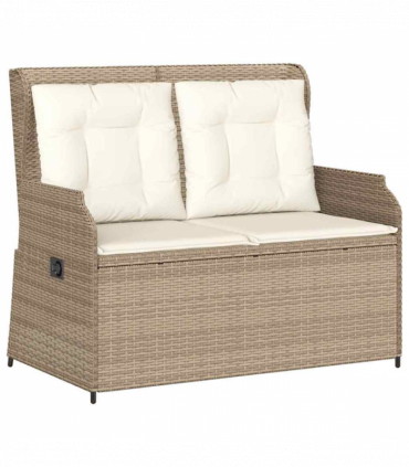 vidaXL Garden Bench with Cushion Beige Poly rattan