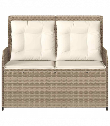 vidaXL Garden Bench with Cushion Beige Poly rattan