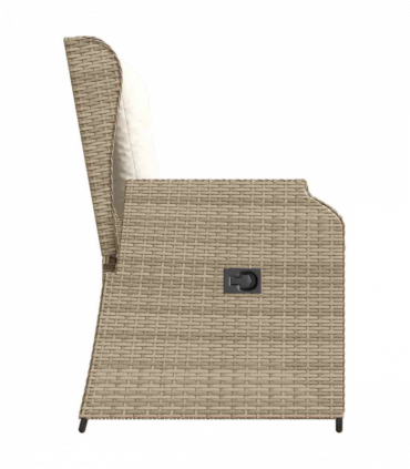 vidaXL Garden Bench with Cushion Beige Poly rattan
