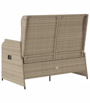 vidaXL Garden Bench with Cushion Beige Poly rattan