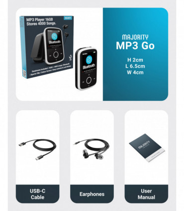 MAJORITY MP3 GO PLAYER 16GB BLK/WHT