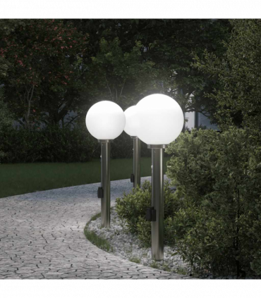 vidaXL Bollard Lights with Sensor&Outlet 3 pcs 80 cm Stainless Steel IP44