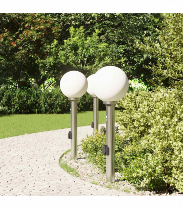 vidaXL Bollard Lights with Sensor&Outlet 3 pcs 80 cm Stainless Steel IP44