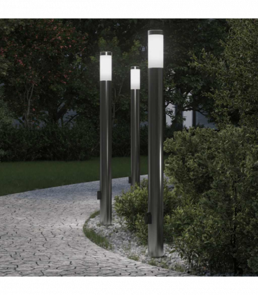 vidaXL Bollard Lights with Outlet 3pcs 110 cm Stainless Steel IP44
