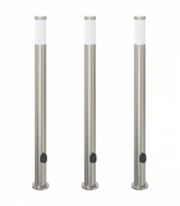 vidaXL Bollard Lights with Outlet 3pcs 110 cm Stainless Steel IP44