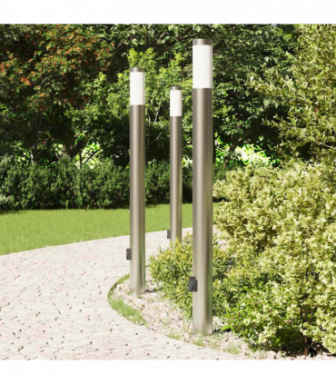 vidaXL Bollard Lights with Outlet 3pcs 110 cm Stainless Steel IP44