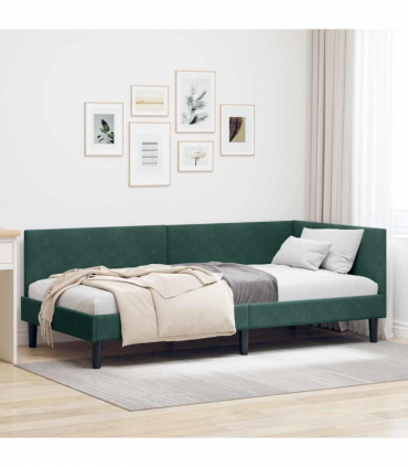 vidaXL Corner Bed Frame Other with Headboard Dark green 80 x 200 cm