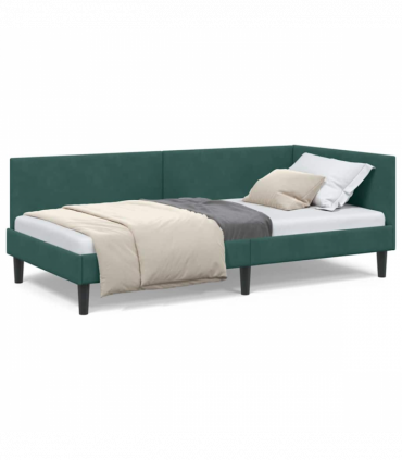 vidaXL Corner Bed Frame Other with Headboard Dark green 80 x 200 cm