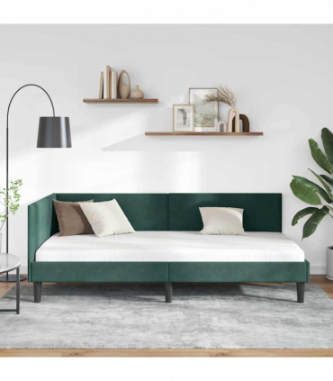 vidaXL Corner Bed Frame Other with Headboard Dark green 80 x 200 cm