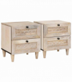 vidaXL Bedside Table 2 pcs Beige 40 x 33 x 46 cm Solid mango wood