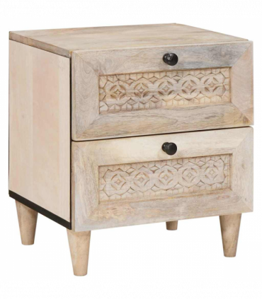 vidaXL Bedside Table 2 pcs Beige 40 x 33 x 46 cm Solid mango wood
