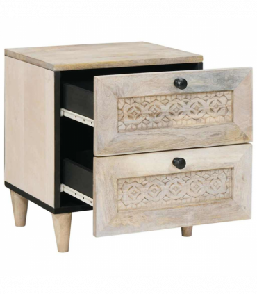 vidaXL Bedside Table 2 pcs Beige 40 x 33 x 46 cm Solid mango wood