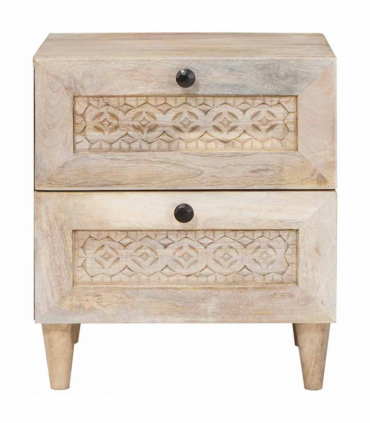 vidaXL Bedside Table 2 pcs Beige 40 x 33 x 46 cm Solid mango wood