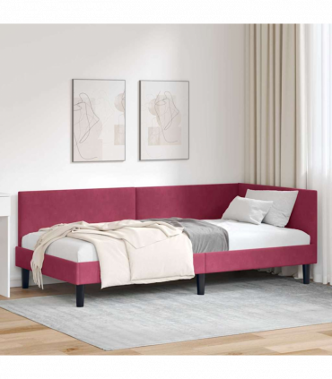 vidaXL Corner Bed Frame Other with Headboard Wine red 100 x 200 cm