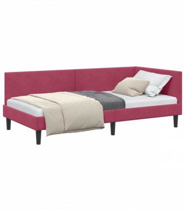 vidaXL Corner Bed Frame Other with Headboard Wine red 100 x 200 cm