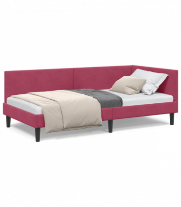 vidaXL Corner Bed Frame Other with Headboard Wine red 100 x 200 cm