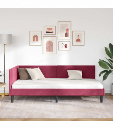 vidaXL Corner Bed Frame Other with Headboard Wine red 100 x 200 cm