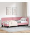 vidaXL Corner Bed Frame Pink 90 x 200 cm Velvet and Engineered wood