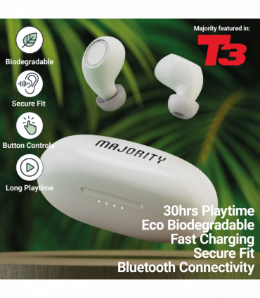 MAJORITY TRU BIO EARBUDS CLEAR WHITE