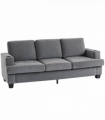 HOMCOM 3 Seater Sofa, Fabric Sofa with USB Ports and Cup Holders, Grey