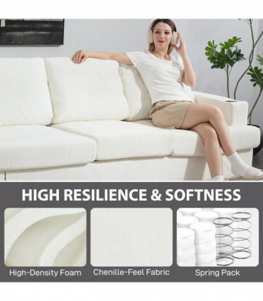 HOMCOM 3 Seater Sofa, Fabric Sofa with USB Ports and Cup Holders, Cream