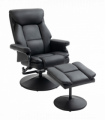 HOMCOM PU Leather Swivel Recliner Armchair with Ottoman, Black
