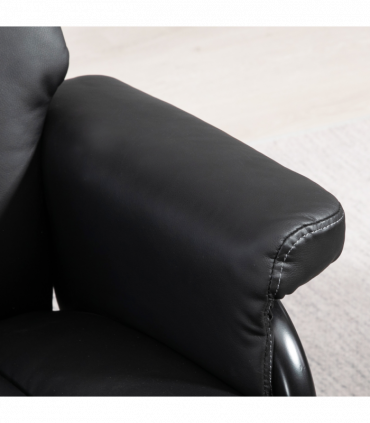 HOMCOM PU Leather Swivel Recliner Armchair with Ottoman, Black