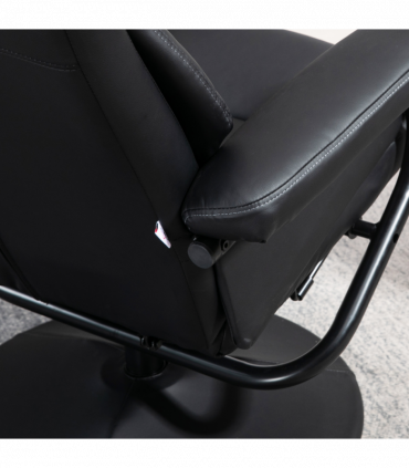 HOMCOM PU Leather Swivel Recliner Armchair with Ottoman, Black