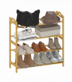 HOMCOM 4-Tier Shoe Rack, Bamboo Shoe Shelf Stand, Natural Wood Finish