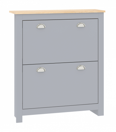 HOMCOM 2 Drawer Shoe Cabinet Narrow Shoe Cupboard with Flip Doors, Grey