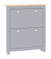HOMCOM 2 Drawer Shoe Cabinet Narrow Shoe Cupboard with Flip Doors, Grey