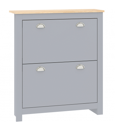 HOMCOM 2 Drawer Shoe Cabinet Narrow Shoe Cupboard with Flip Doors, Grey