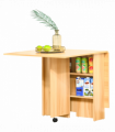 HOMCOM Foldable Dining Table with Storage Shelves for Kitchen, Dining Room
