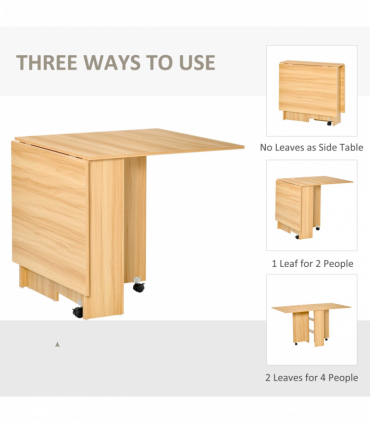 HOMCOM Foldable Dining Table with Storage Shelves for Kitchen, Dining Room