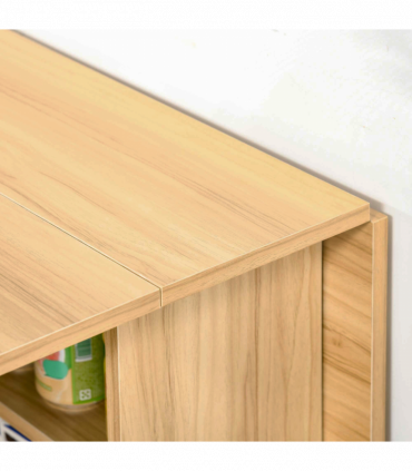HOMCOM Foldable Dining Table with Storage Shelves for Kitchen, Dining Room