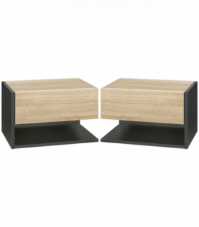 HOMCOM Modern Bedside Table Set of 2 with Drawer and Shelf