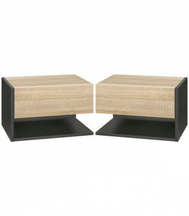 HOMCOM Modern Bedside Table Set of 2 with Drawer and Shelf