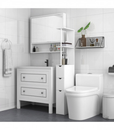 HOMCOM Tall Bathroom Cabinet, Bathroom Storage Cabinet W/ Shelf, Drawers White