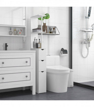 HOMCOM Tall Bathroom Cabinet, Bathroom Storage Cabinet W/ Shelf, Drawers White