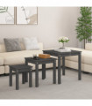 Nesting Tables 3 pcs Grey Solid Wood Pine