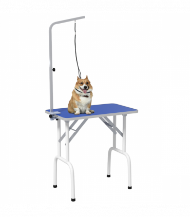 Sturdy Pet Grooming Table - Adjustable Height & Safety Leash - Blue