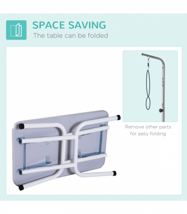 Sturdy Pet Grooming Table - Adjustable Height & Safety Leash - Blue