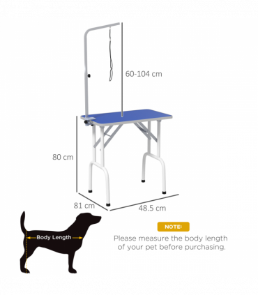 Sturdy Pet Grooming Table - Adjustable Height & Safety Leash - Blue