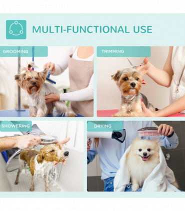 Sturdy Pet Grooming Table - Adjustable Height & Safety Leash - Blue