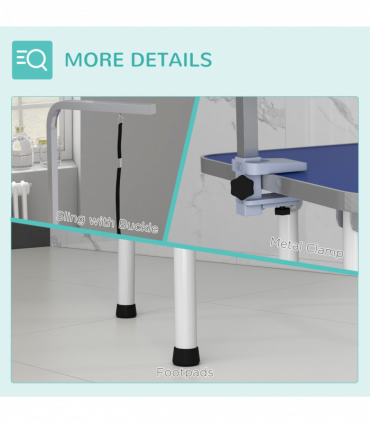 Sturdy Pet Grooming Table - Adjustable Height & Safety Leash - Blue