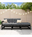 vidaXL 3 Piece Garden Lounge Set with Cushions Black Solid Wood