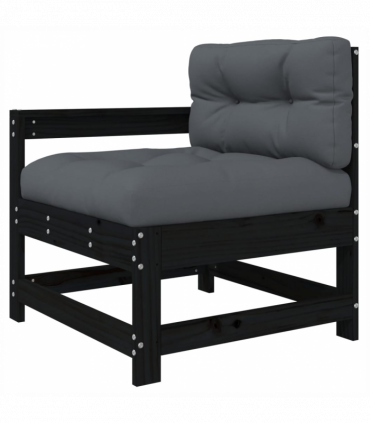 vidaXL 3 Piece Garden Lounge Set with Cushions Black Solid Wood